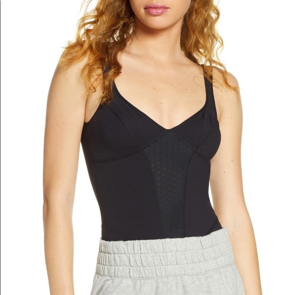 Free People Movement Heart of Gold Leotard Bodysuit black